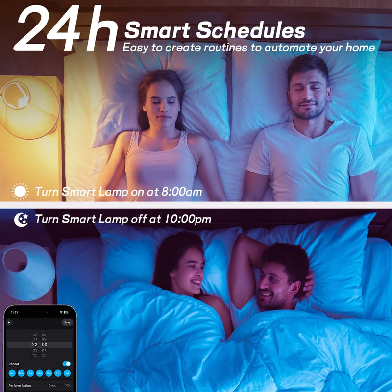 LED Smart Bulb E27 100-240V Color Changing LED Bulb with Music Synchronization WiFi and BLE 5.0 Dimmable RGB Smart Home Lighting