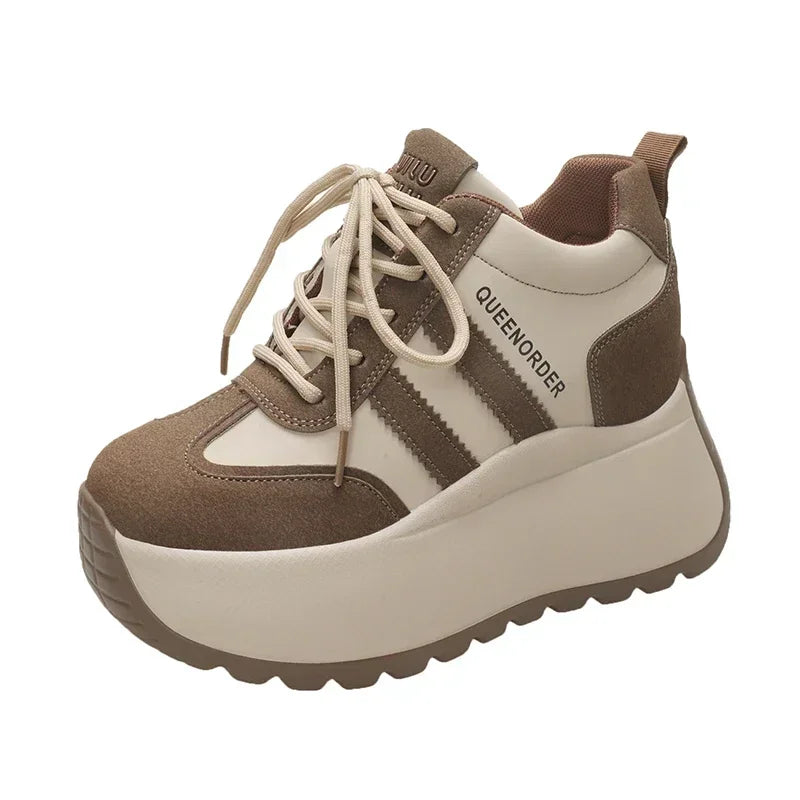 2025 New 10cm Womens Chunky Sneakers Lightweight Lace Up Casual Shoes Fashion Spring Platform Sports Shoes Comfortable Sneakers