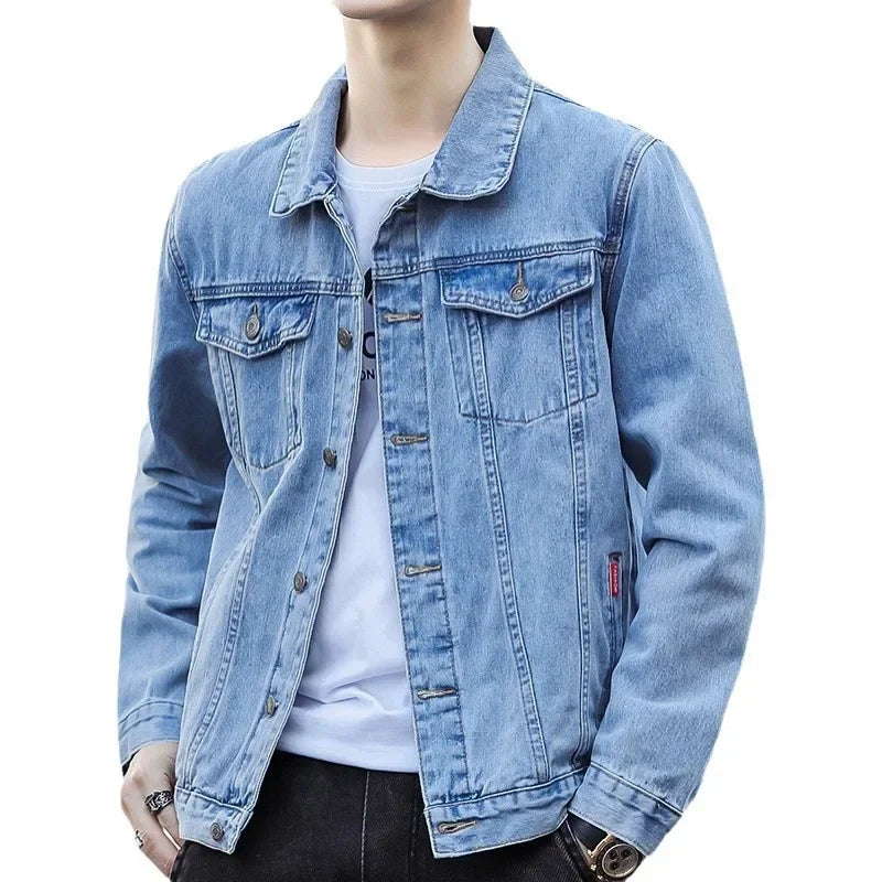 Men’s Loose Fit Denim Jacket – Casual Workwear Style for Spring & Autumn 2025