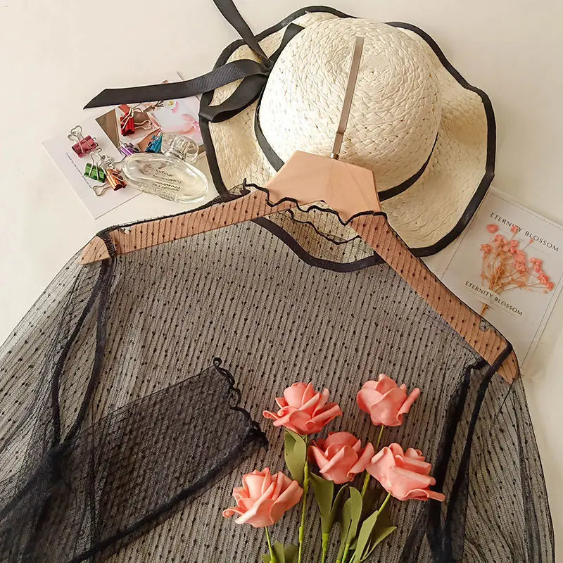 Transparent Mesh Ladies Tops Sexy Women O Neck Turtleneck Mesh T-Shirts Sheer Blouses For WomenLong Sleeve Shirt Crop Top