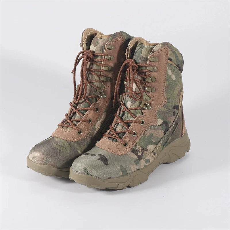 Outdoor Training Men Tactical Boots High-Top Desert Shoes Camouflage Combat Hunting Climbing Botas Hiking Shoes