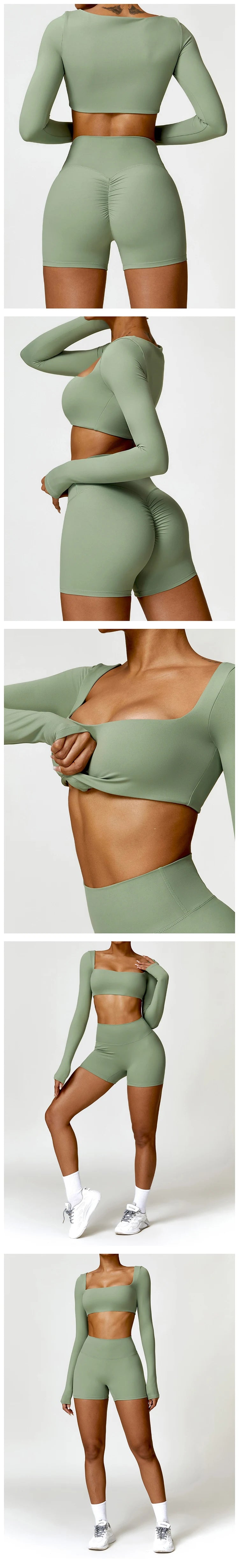 Yoga Suit 2 Pieces Sportswear Sports Set Women Tracksuits Gym Clothes Sport Bra Fitness Long Sleeve Top Workout Legging Yoga Set