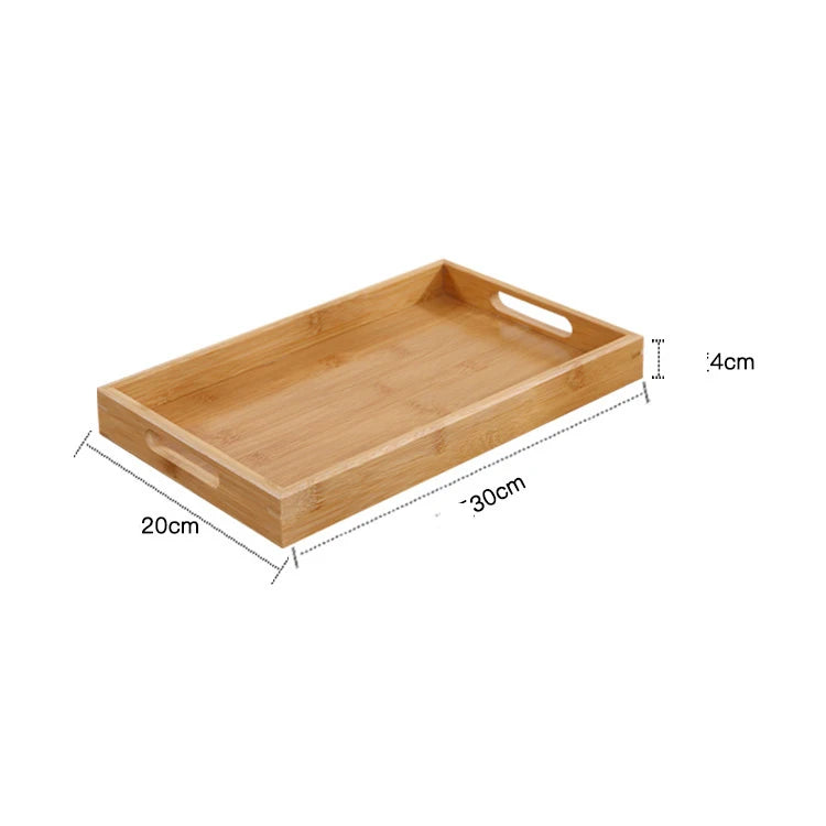 Bamboo tray 1PC wooden tray Tea tray tableware holder Fruit bread dessert tea food tray with handle rectangle
