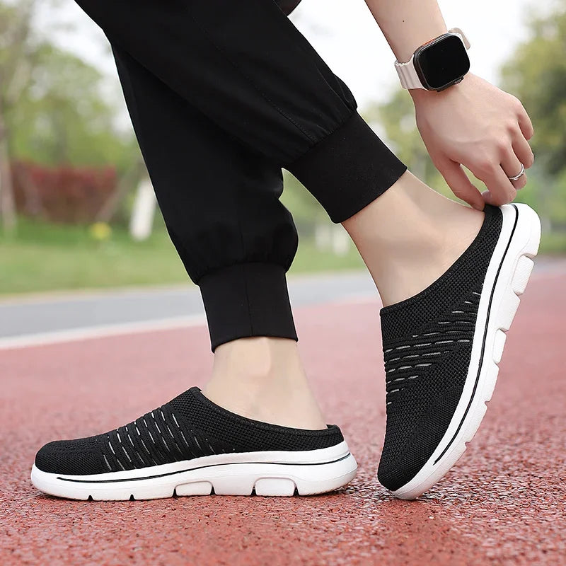 Men Slippers Summer Breathable Home Indoor Slippers Men Thick Bottom Slides Fashion Couple Walking Shoes Plus Size 39-48