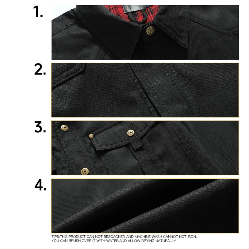 Men’s Flannel-Lined Shirt Jacket – Casual Snap Button Overshirt for Spring & Autumn