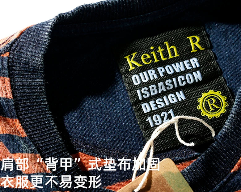 Men’s Striped Cotton T-Shirt – Slim Fit Vintage Washed Short Sleeve Tee | Tatiana Haven