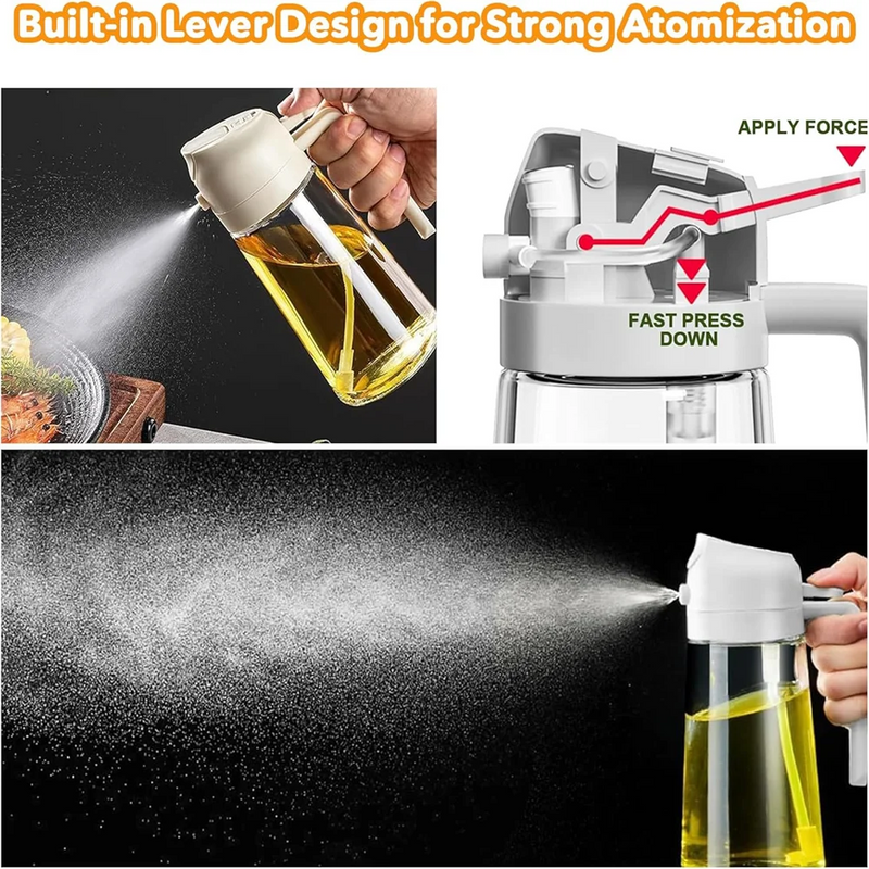 Olive Oil Sprayer Mister for Cooking,16oz/470ml Glass Oil Spray Bottle,2 in 1 Food-grade Oil Dispenser Bottle For Kitchen