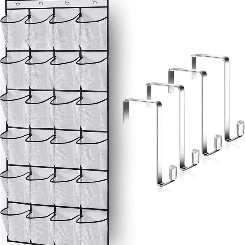 Over The Door Shoe Rack With 24 Large Mesh Pockets Hanging Shoe Organizer For Closet Hanging Shoe Rack Holder Hanger