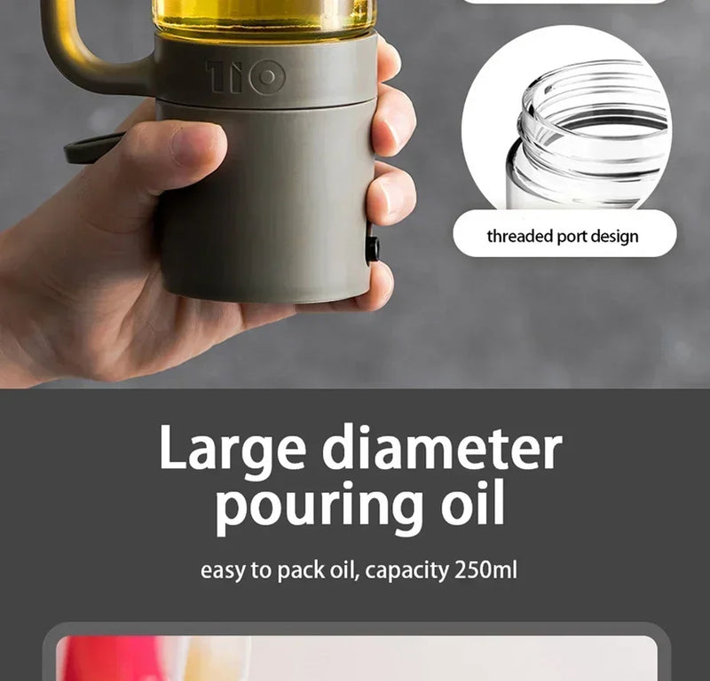250ml Oil Spray Bottle High Borosilicate Glass Cooking Oil Dispensers Olive Oil Sprayer Mister for Air Fryer Salad Baking