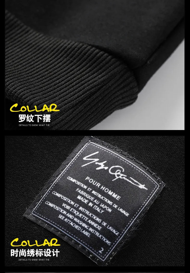 Men’s Casual Round Neck Sweatshirt – Loose Fit Patchwork Pullover for Spring and Autumn (M–5XL)