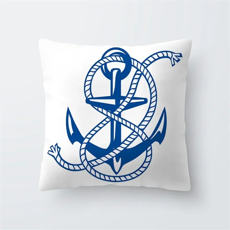 Decorative Throw Pillows Blue Geometry Pillow Cover 45x45 Polyester Cushion Cover Marine Life Pillowcase Cushions Home Decor
