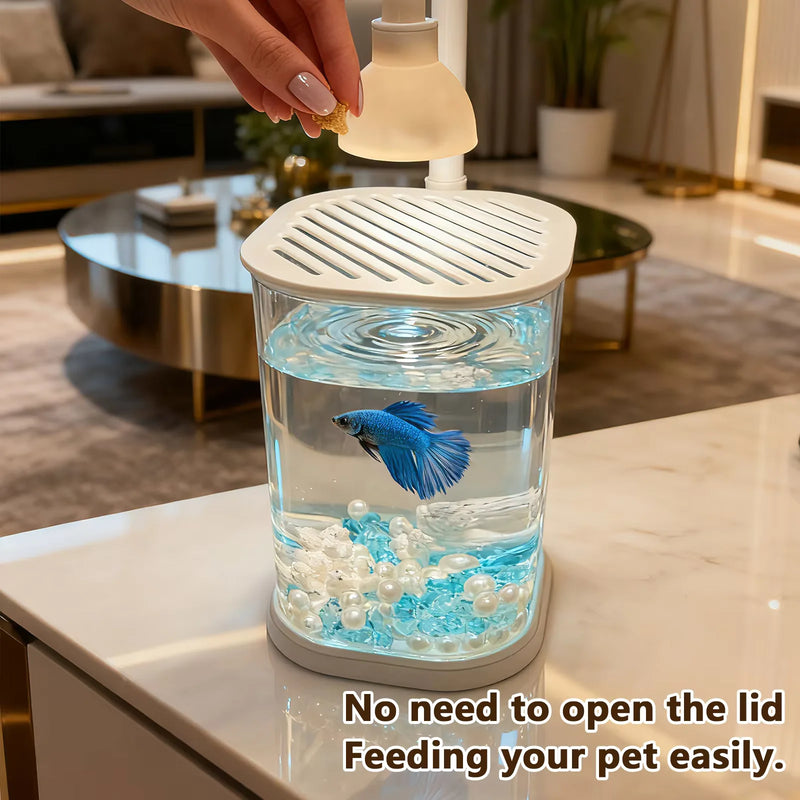 TOKA Starter Kit Small Fish Tank Fish Tank with Light Fighting Fish Tank Tabletop Turtle Tank Kids Party Gift