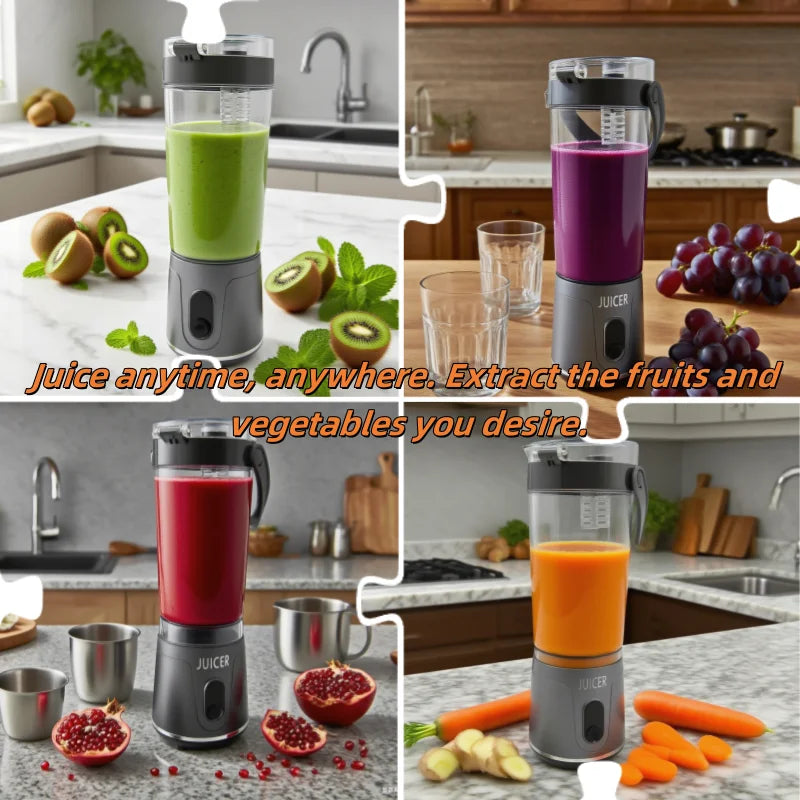 Portable Blender 600ML Electric USB Rechargeable Juicer for Smoothies Fruits Personal Mini Juicer for Travel Outdoor Fitness