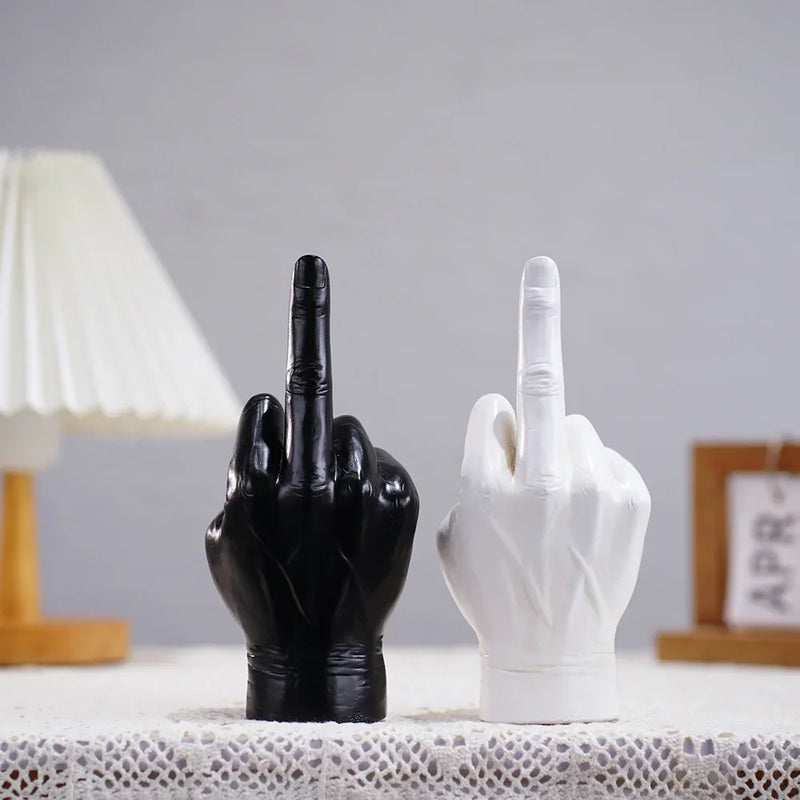 Tatiana Haven™ Trendy Resin Middle Finger Statue – Hip Hop Home & Desk Decor