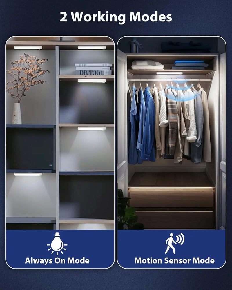 LED Motion Sensor Light Under Cabinet Night light Indoor Rechargeable Closet Lights for Wardrobes Kitchen Bedroom Cupboard Stair