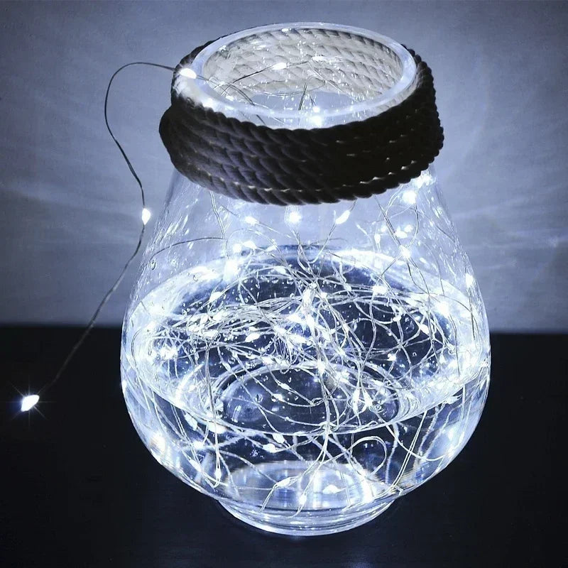 LED Fairy Lights Battery Operated String Lights Waterproof Silver Wire Firefly Starry Lights  Wedding Party Xmas Christmas Decor