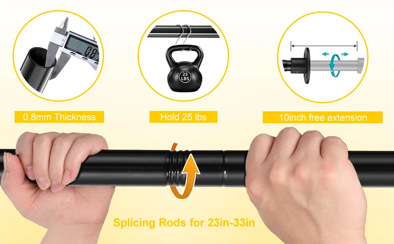 Closet Rod, Adjustable Closet Rods for Hanging Clothes,Closet Rod Extender Closet Organizer,Heavy Duty Closet Bar