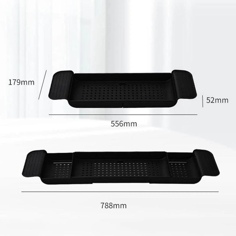 1Pc Expandable Bathtub Tray Stable Placement Plastic Material Draining Design Bath Caddy Tray Tub Table for Bathroom