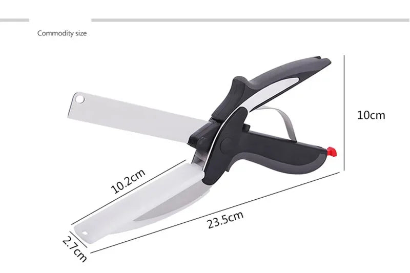 Stainless Steel Kitchen Scissors 2 In 1 Cutting Board Chopper Fruit Vegetable Multifunctional