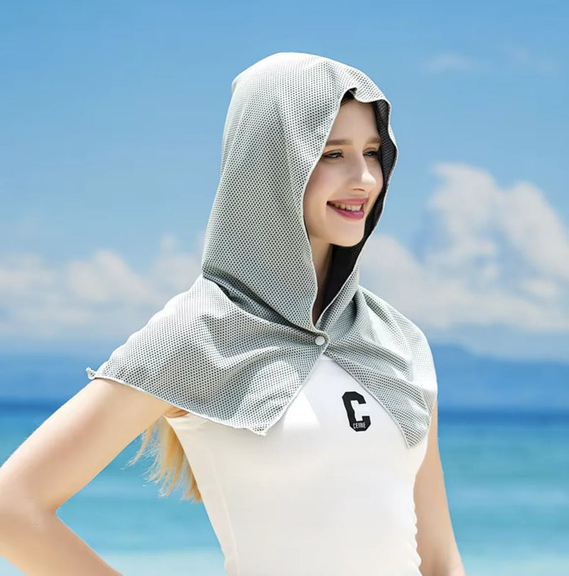 Cooling Hoodie Towel - UV Protection, Quick Drying, Perfect for Sports, Camping, Workouts, Cycling, Golf, Running, Hiking, and F