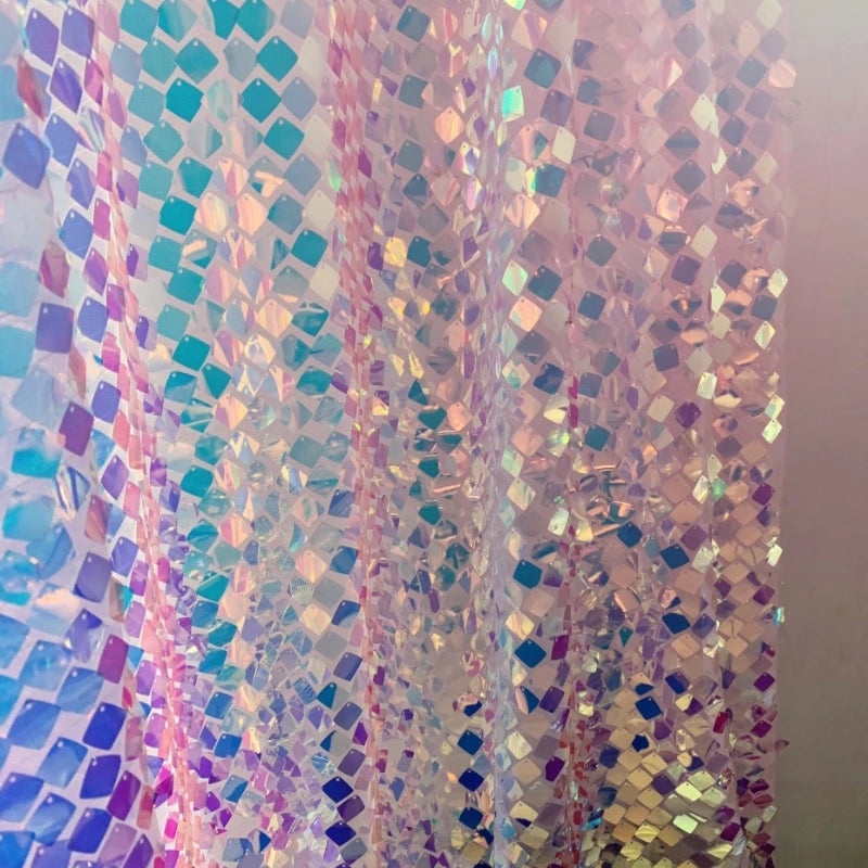 Iridescent Shiny Mermaid Scale Fabric Laser Sequins Glitter Fabric For Diy Tablecloth Garment Wedding Party Background Decor