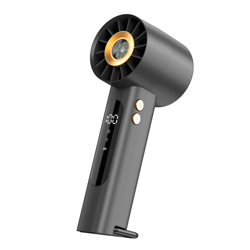 USB rechargeable handheld fan, small and portable desktop fan, adjustable from 1 to 100 levels, displaying battery level