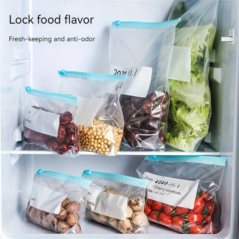 45pcs Reusable Fresh Zipper Bag For Food Plastic Bags Fruit Vegetable Bags Ziplock Food Bag Kitchen Food Storage Bag Organizer