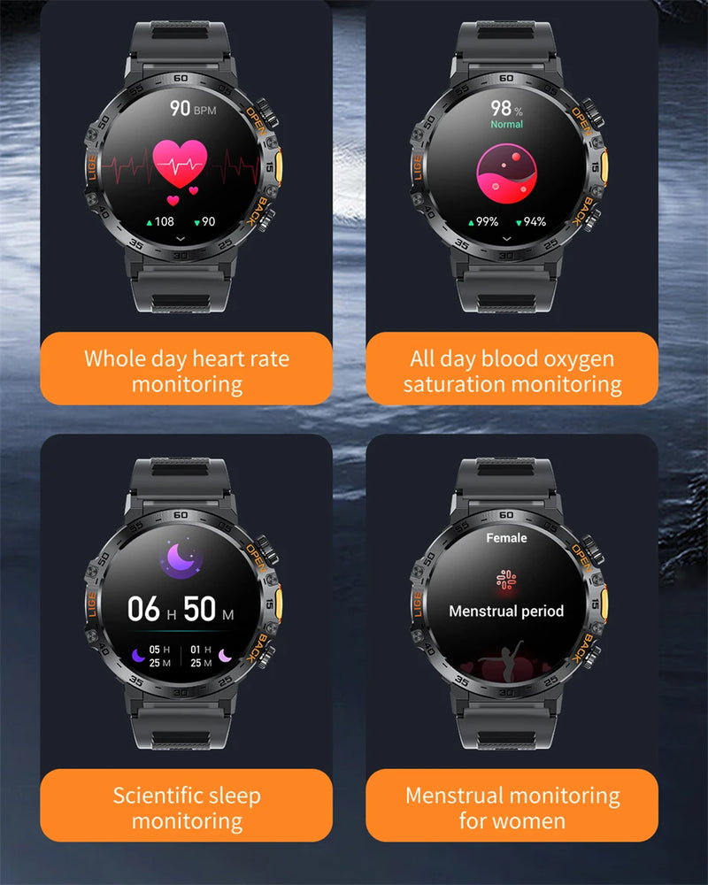 LIGE 2025 Smart Watch Men Sport Watches LED Flashlight 360*360 Ultra HD Screen Waterproof Fitness Bluetooth Call Men Smartwatch