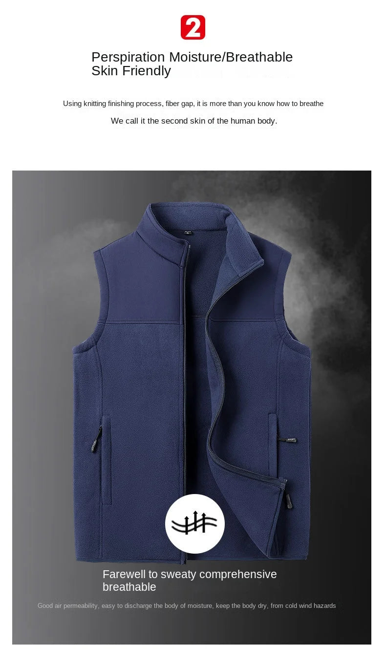 Tatiana Haven Men’s Fleece Winter Vest – Warm Casual Sleeveless Jacket with Zipper and Pockets