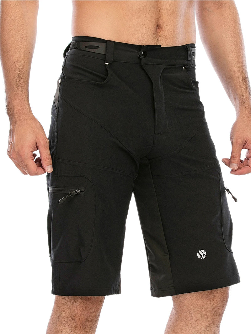 Gym Shorts Man Mountain Bike Shorts Stretch MTB Shorts Quick Dry with Zipper Pocket Suitable for Running，Hiking，Camping