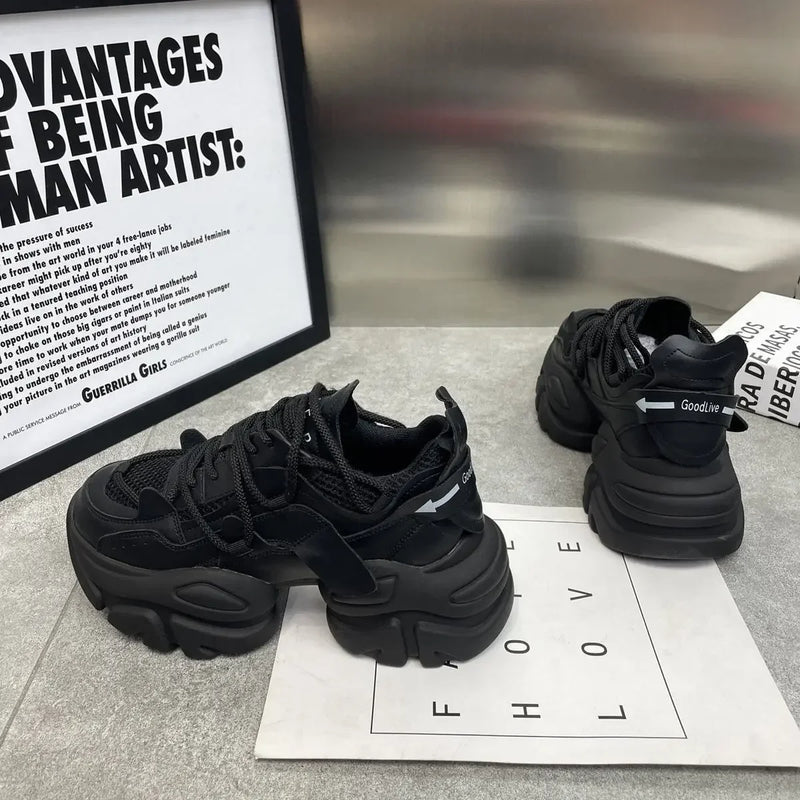 New Fashion Women Tennis Shoes Chunky Sneakers for Women Spring Autumn Thick Bottom Dad Shoe Ladies PU Leather Platform Sneakers