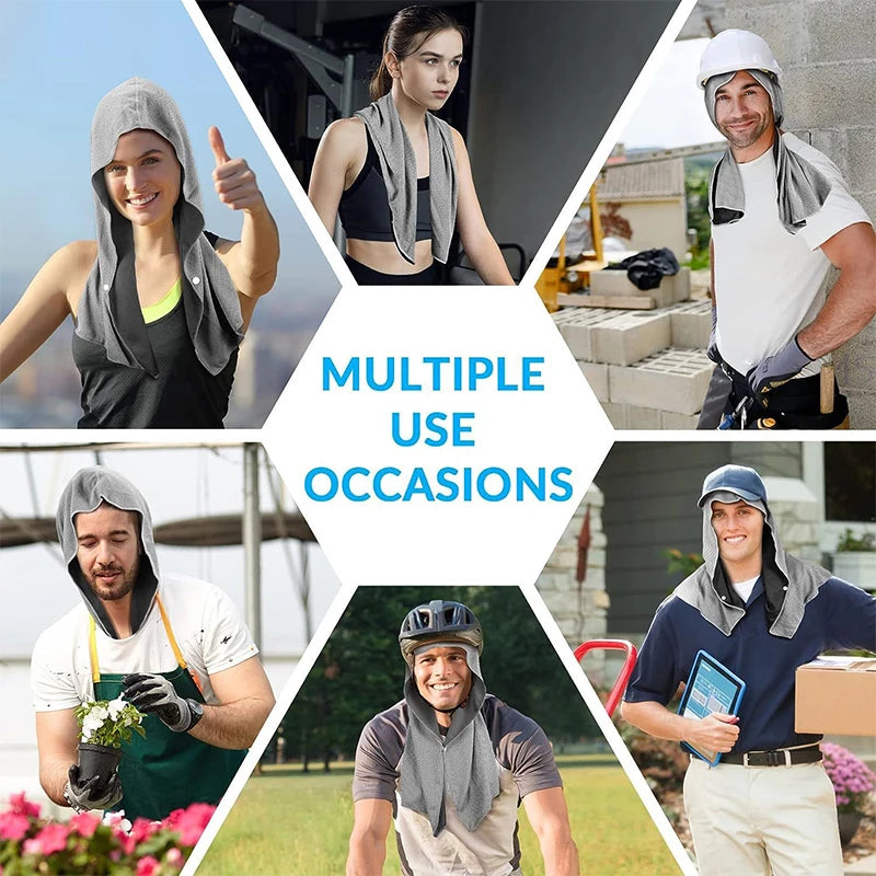 Cooling Hoodie Towel- Hood Towel, Evaporative Cool Technology, Cools Instantly When Wet, , Great for Sports, Fitness, Gym