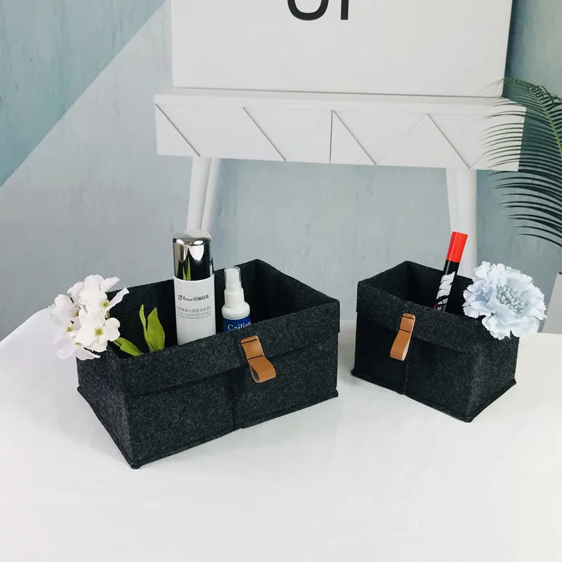Desktop Storage Baskets Felt fabric Bedroom countertop Organize Basket Pen holder Sundries Cosmetics Storage,Basket of flowe