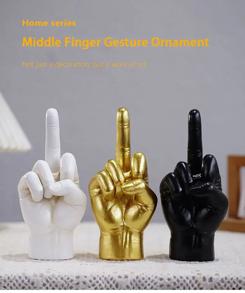 Tatiana Haven™ Trendy Resin Middle Finger Statue – Hip Hop Home & Desk Decor