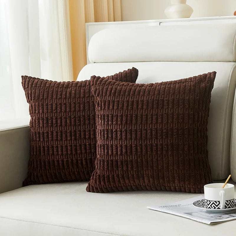 1pcs 40x40CM Soft Corduroy Decorative Throw Pillow Cover, Modern Farmhouse Bohemian Stripe Pillow Cover for Sofa Living Room
