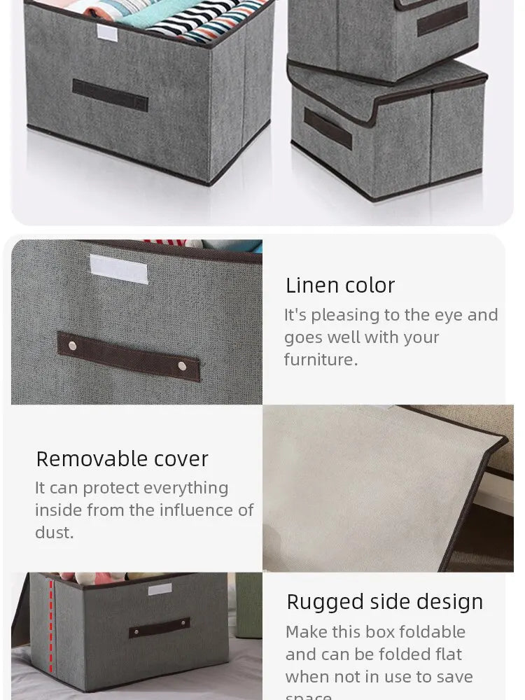 Fold Non Woven Fabric Storage Box Gray Home Supplies Clothing Underwear Sock And Kid Toy Storage Organizer Cosmetics