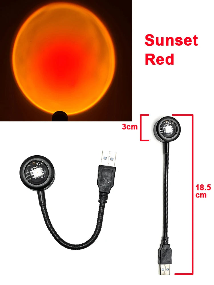 USB Sunset Lamp Sunset Projector Mood Light Living Room Bedroom Night Light Room Decor Bar Atmosphere Photography Background
