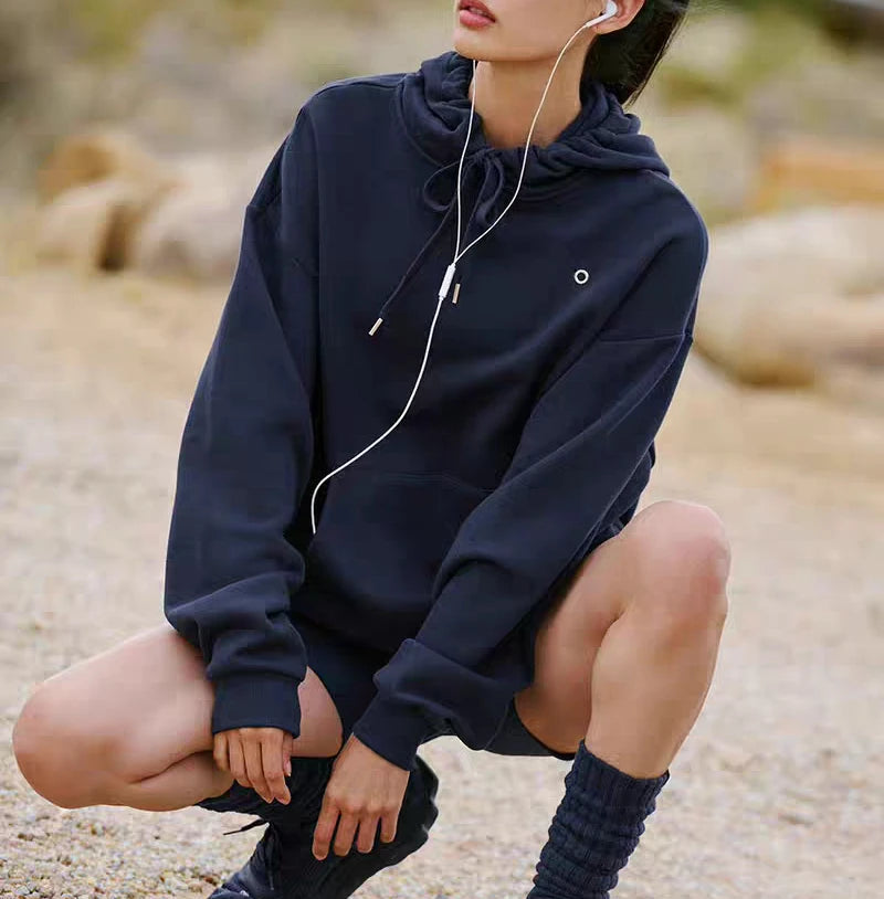 Oversized Hoodies for Women Casual Loose Sports Pocket Pullover Long-sleeved Top Solid Women&