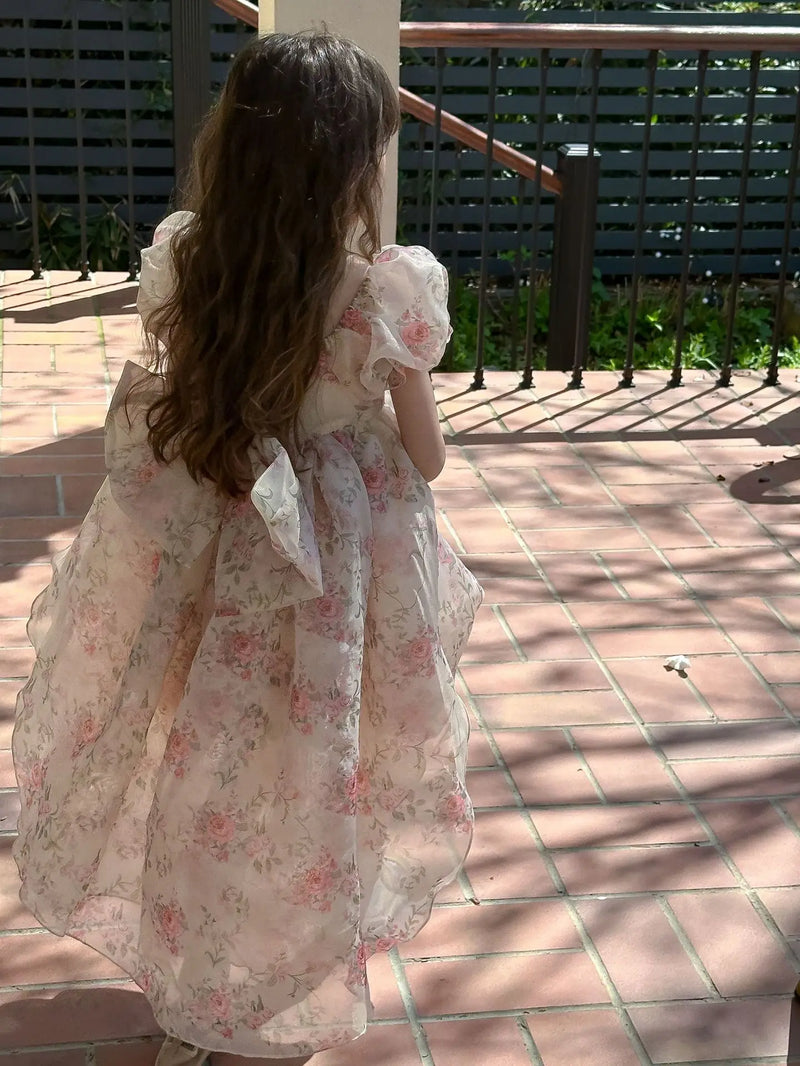 Casual Summer Girls Princess Dress – Sweet Floral Bow Knot Style