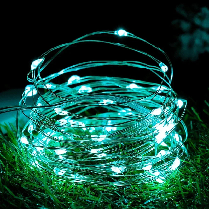 LED Fairy Lights Battery Operated String Lights Waterproof Silver Wire Firefly Starry Lights  Wedding Party Xmas Christmas Decor