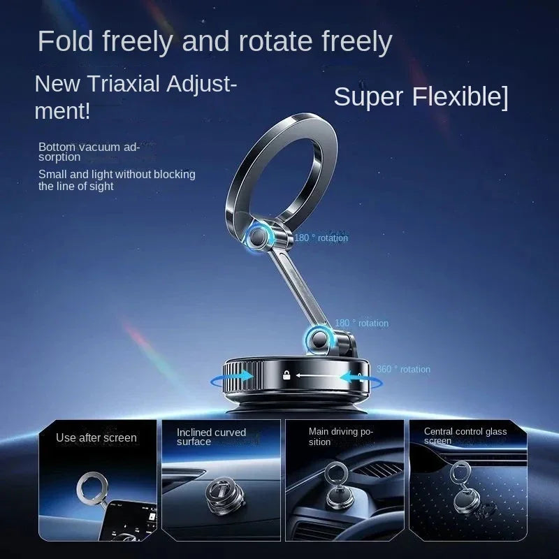 New foldable vacuum adsorption magnetic car phone holder 2025 suction cup dedicated navigation phone holder