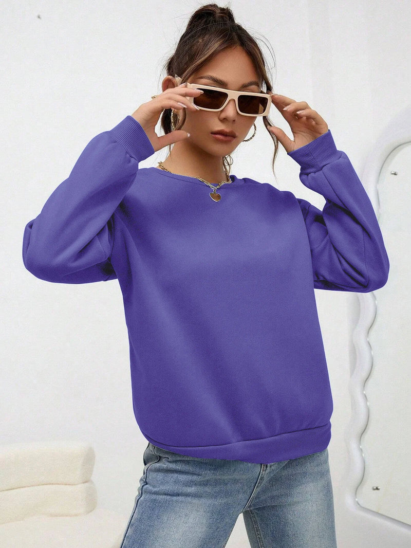 Woman Sweatshirt Casual Solid Color All-Match Clothing Loose Fashionable Pullovers Autumn Crewneck Warm  Female Hoodies