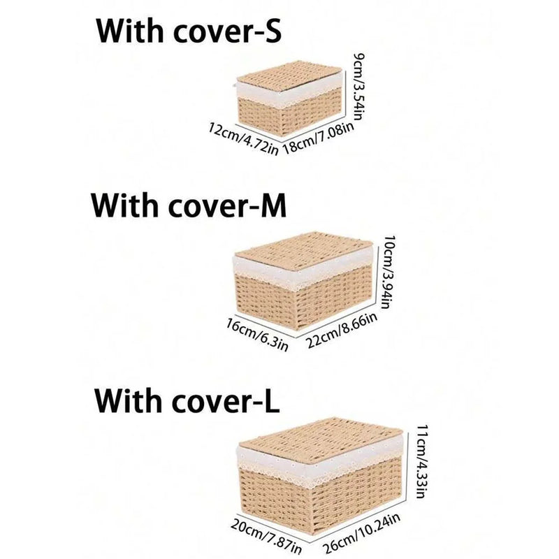 Wicker Storage Basket 3-Pack Woven Wicker Baskets Large Wicker Basket Cube Storage Bins with Liners Storage Baskets