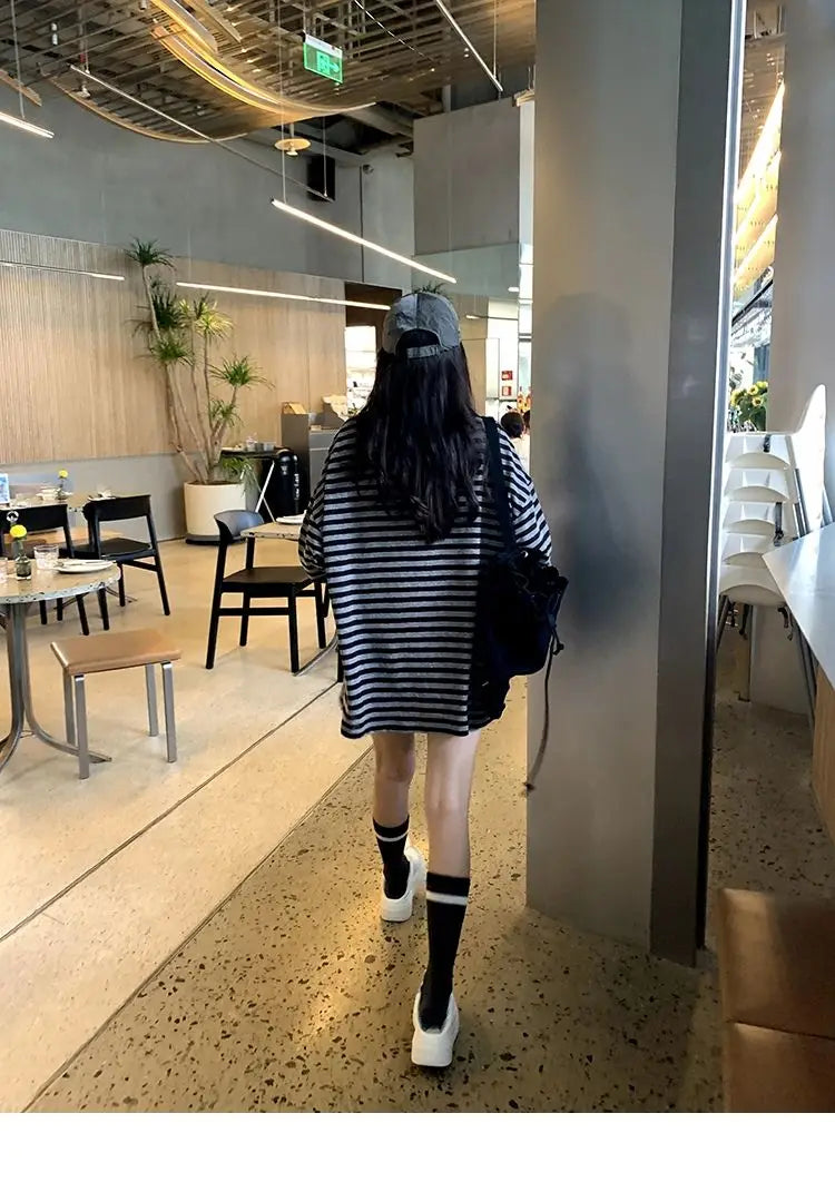 Sweatshirts Women Striped Chic Loose All-match Design Summer Simple Daily Retro Students Tender Sun-proof Classic Korean Style