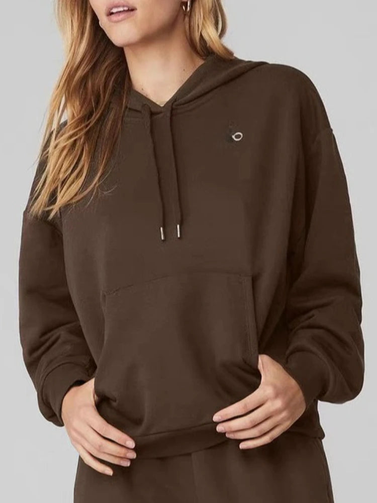 Oversized Hoodies for Women Casual Loose Sports Pocket Pullover Long-sleeved Top Solid Women&