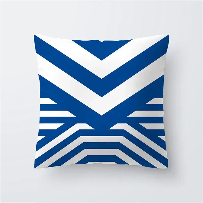 Decorative Throw Pillows Blue Geometry Pillow Cover 45x45 Polyester Cushion Cover Marine Life Pillowcase Cushions Home Decor
