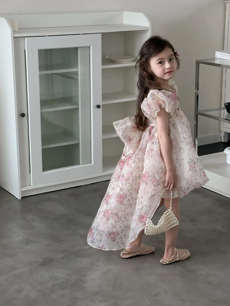 Casual Summer Girls Princess Dress – Sweet Floral Bow Knot Style
