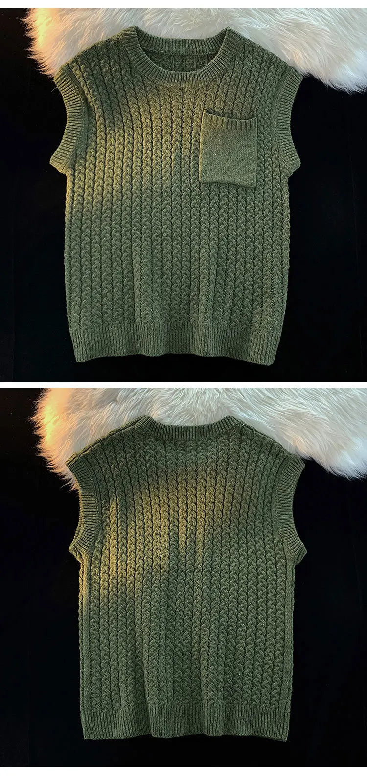 Tatiana Haven Unisex Knit Sweater Vest – Casual Streetwear with Pockets, Harajuku Preppy Style for Autumn & Winter