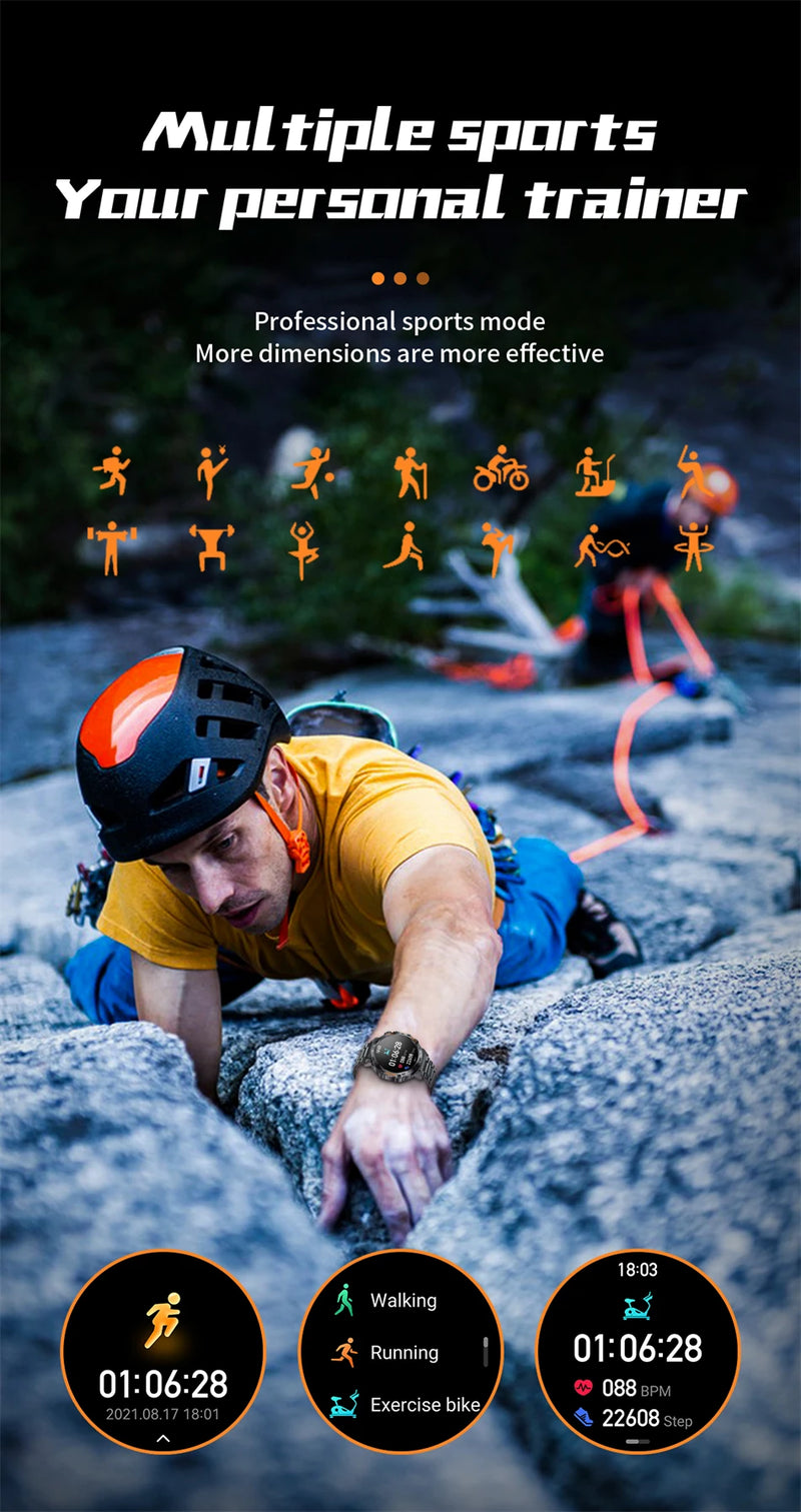 LIGE 2025 Smart Watch Men Sport Watches LED Flashlight 360*360 Ultra HD Screen Waterproof Fitness Bluetooth Call Men Smartwatch