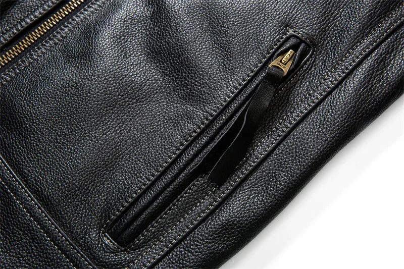 Protective Rider Clothing Natural Cow Leather Jacket Men Motor Biker Coat Mens Motorcycle Genuine Jaqueta